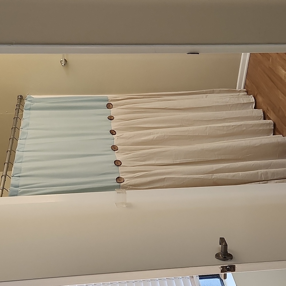 Natural, beachy, chabby-chic, lifht blue, shower curtain